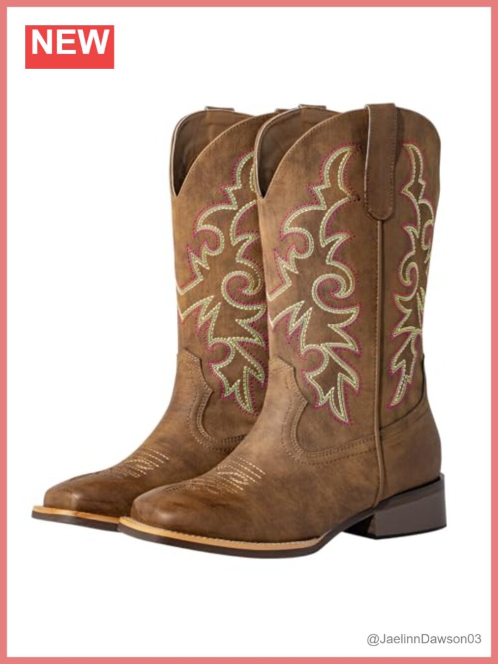 Extra Wide Calf Cowboy Boots Square Toe PU Leather Women's Mid-Calf Pull-On